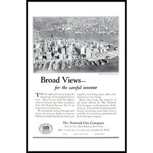 1924 National City Company Bonds Vintage Print Ad Manhattan New York City Art